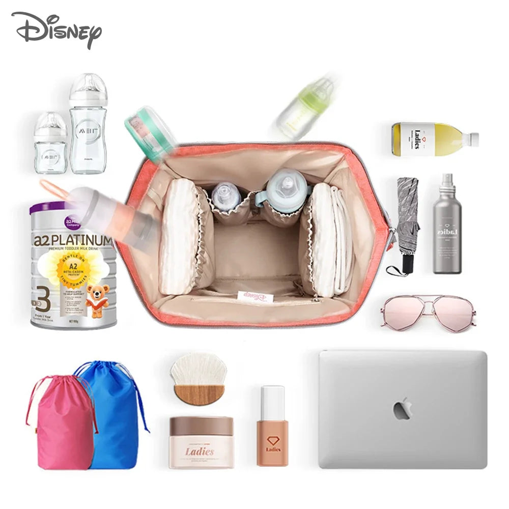 Disney Baby Diaper Backpack Moms Baby Nursing Bag Mother Maternity Nappy Changing Bag Travel Stroller USB Heating Mickey Series