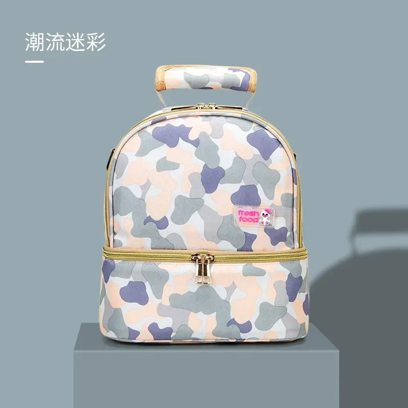 Thermal Insulation Bag Double-deck High-capacity Backpack Multifunction Diaper Bags Baby Bottle Outdoors Portable Mummy Bag
