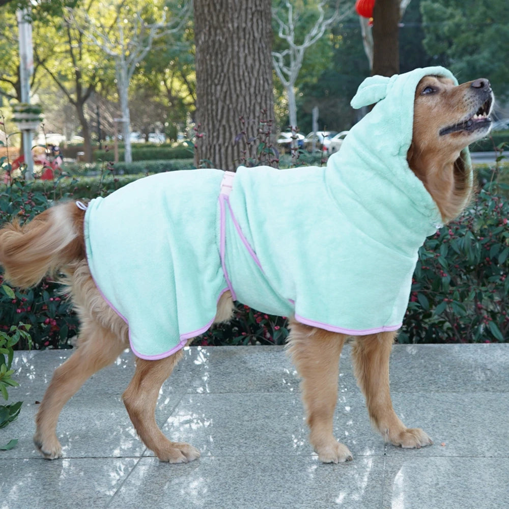 Cute Dog Bathrobe Pet Drying Coat Clothes Microfiber Absorbent Beach Towel For Dogs Cats Fast Dry Dog Fast Drying Hooded Jacket