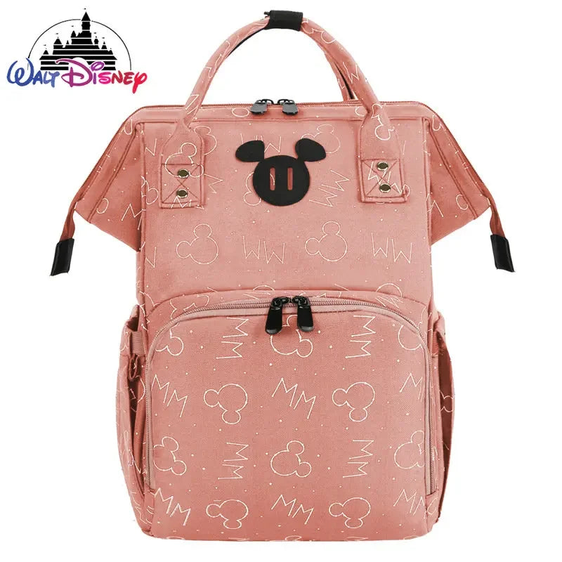 Disney Mickey New Diaper Bag Backpack Cartoon Fashion Pregnant Women's Bag Large Capacity Multifunctional USB Baby Diaper Bag