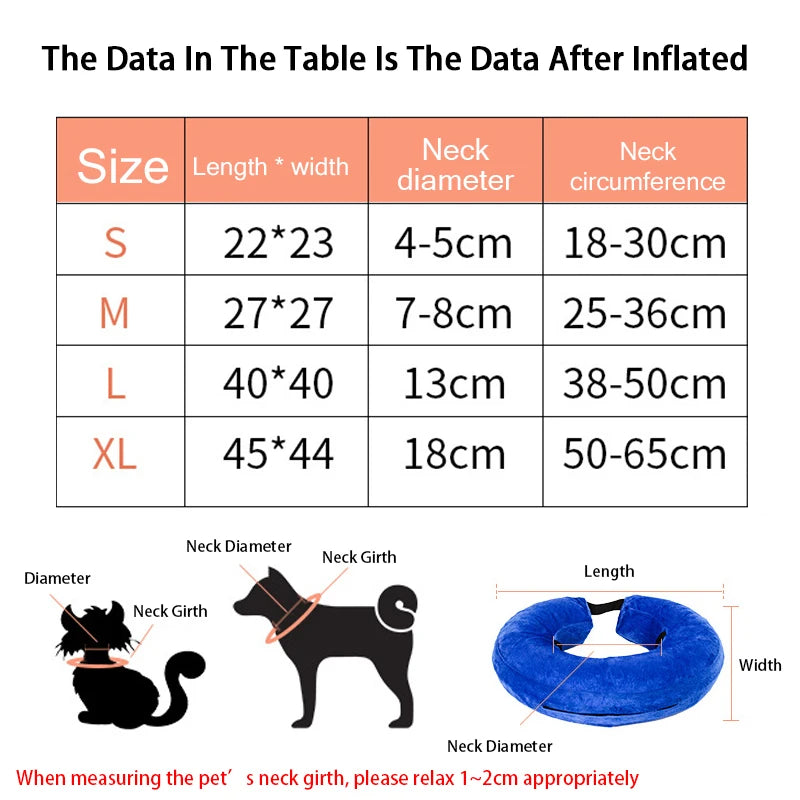 Dogs Cat Recovery Neck Wound Protective Inflatable Dog Collar Isabelino Anti-bite Injury Elizabethan Collar for Dog Accessories
