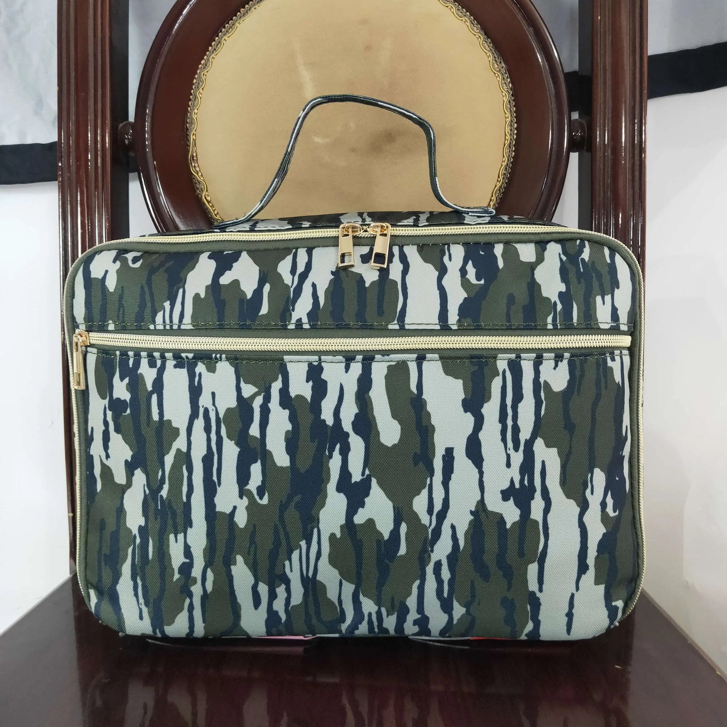 Wholesale hot sale kindergarten Army green camouflage meal bag lunch box bag for children outdoor portable children's schoolbag