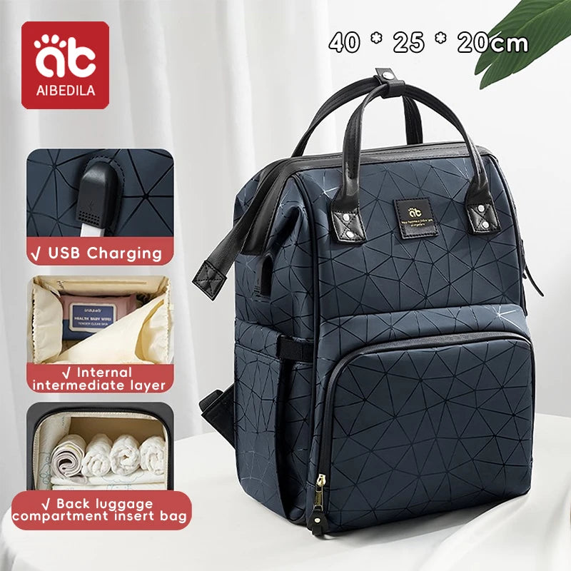 AIBEDILA Mommy Bag Waterproof Large Capacity Fashionable and High Quality Supplies Supplies for Pregnant Women Babies Backpacks