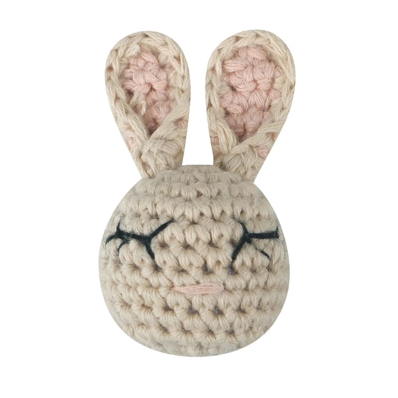 Handmade Crochet Bear Animal elephant Head Knitting Beads DIY Baby Pacifier Chain Chewable Accessories Newborn Teether Toy