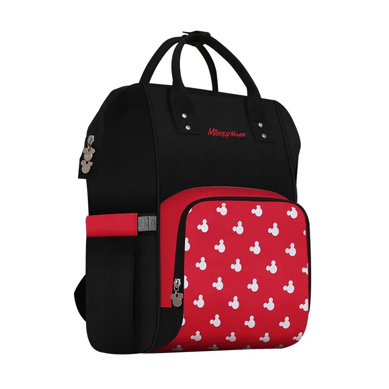 Disney Mickey Minne Diaper Bag Backpack Mummy Care Bag Waterproof Diaper Bags Travel Stroller Bag Baby Storage Bag Free Hooks