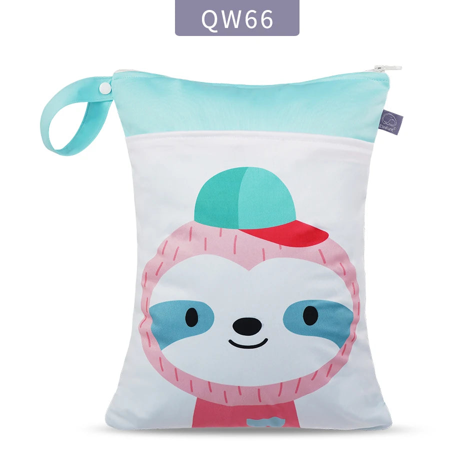 Elinfant Baby Diaper Bag Cartoon Print Waterproof Wet Dry Nappy Zipper Handbag Stroller Carry Pack Travel Outdoor Wet Diaper Bag