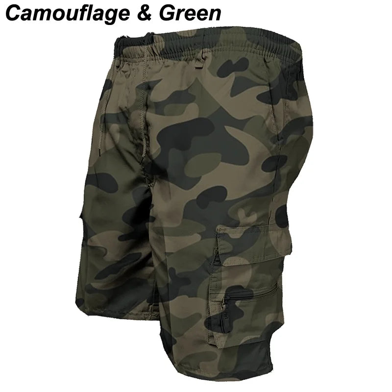 Summer Loose Pockets Men Cargo Shorts New Work Casual Short Pant Plus Size Fishing Solid Color Camouflage Shorts Free Shipping