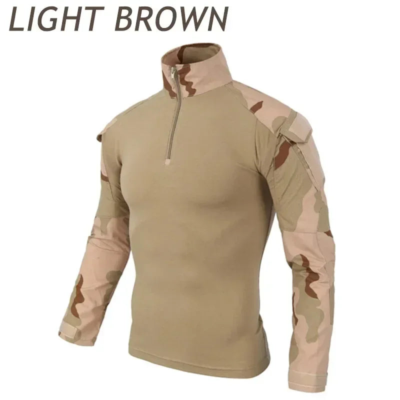 Combat Uniform Shirt Camouflage US Asian Size S-3XL Cargo Sport Tops Airsoft Paintball Tactical T-Shirts Hiking