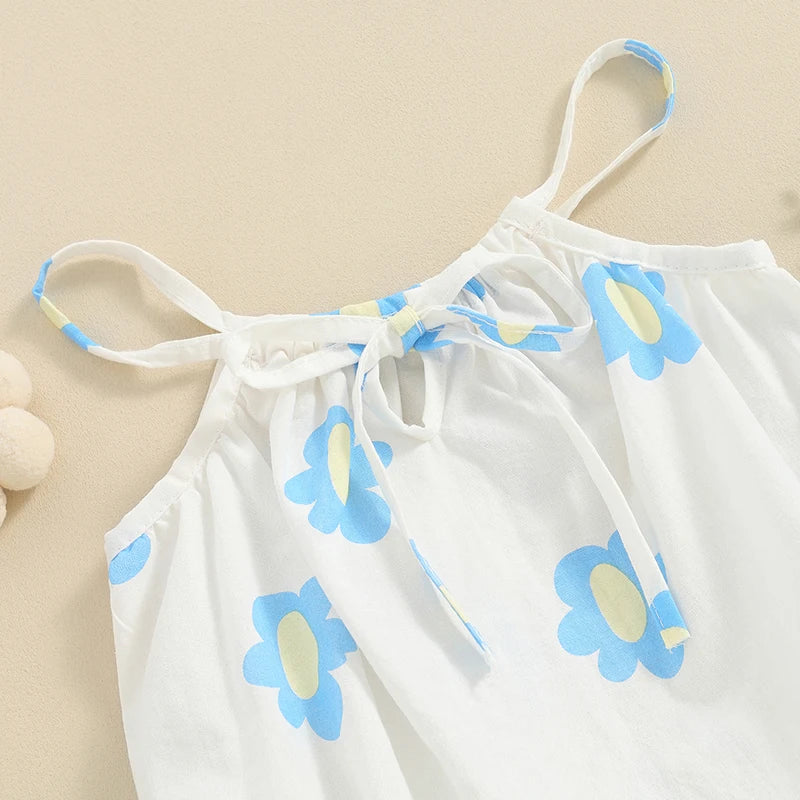 Baby Clothing New Born Girl Sleeveless Romper Summer Floral Print Bandage Jumpsuit for Newborn Toddler Cute Clothes