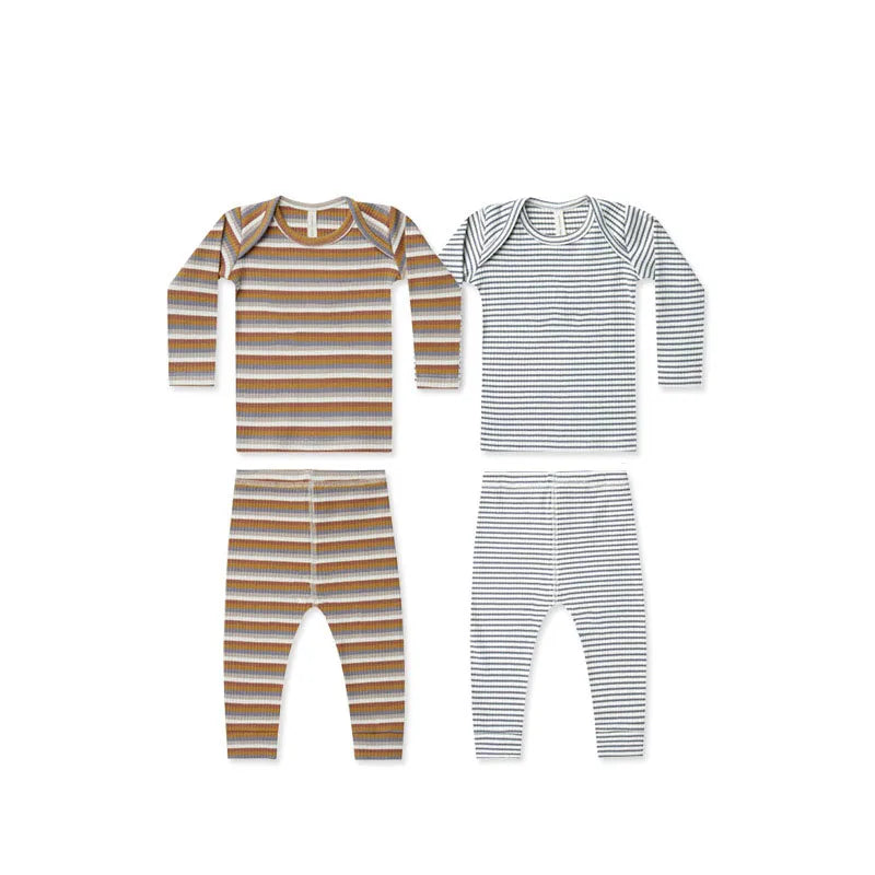 6-36M Newborn Kid Baby Boys Girls Clothes Set Autumn Winter Cotton Stripe Top Pant Suit Casual Home Wear 2pcs Baby Outfit Set