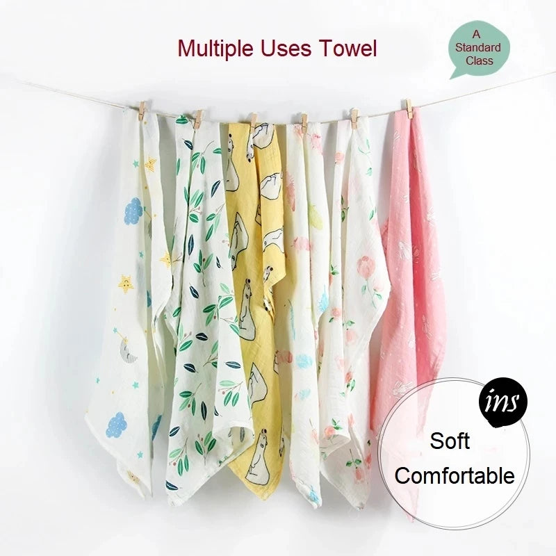Organic Cotton/Bamboo Cotton Muslin Swaddles Wrap Burpy Towel Scarf Bibs Muslin Baby Blankets Newborn Diaper Pielucha 60*60cm