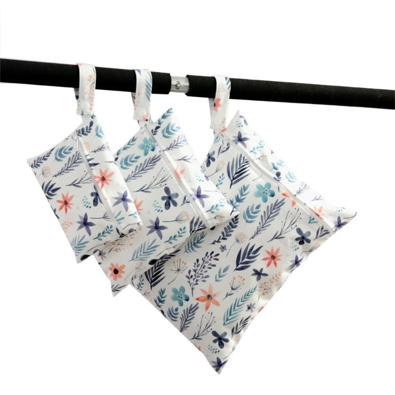 XXFE 3Pcs Diaper Bag Sanitary Pad Storage Bag Portable Reusable Hanging Wet Bags for Strollers Bedside