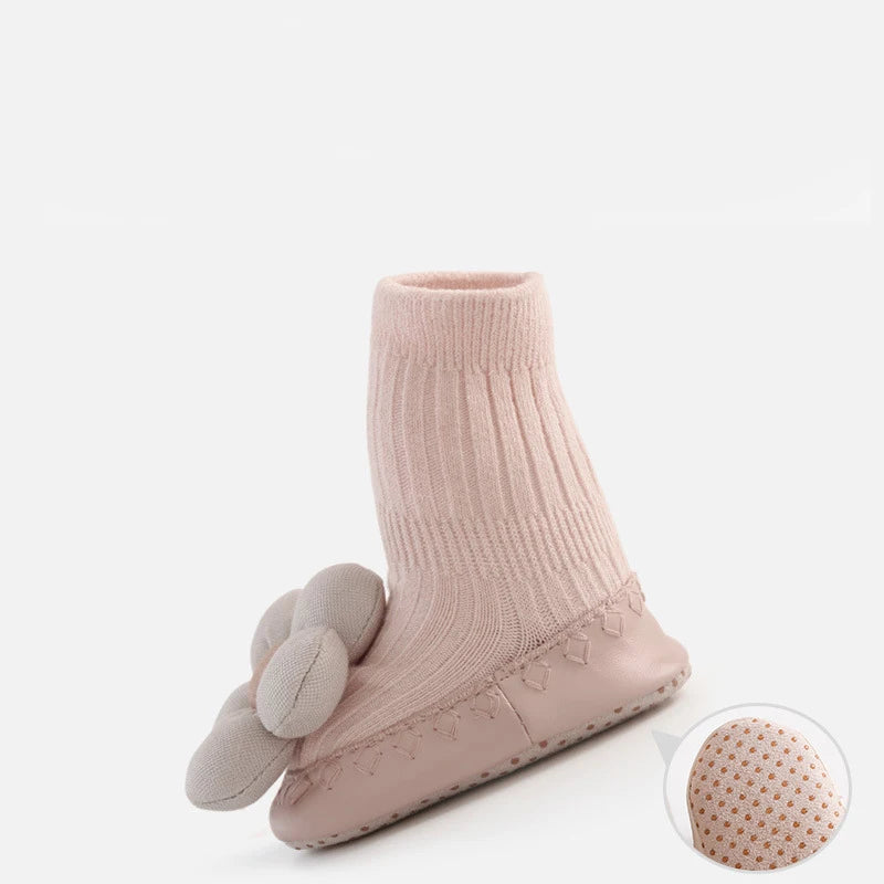 Flower Baby Girls Socks Antumn Floor Hose Footwear Toddler Shoes Soft Anti-Slip Sokken Newborn Accessories Cute Safe Cotton Sox