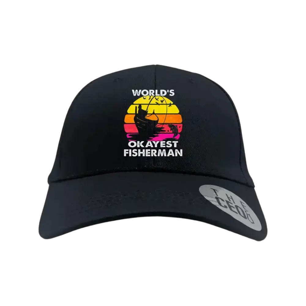 World's Okayest Fisherman Printed Baseball Hat