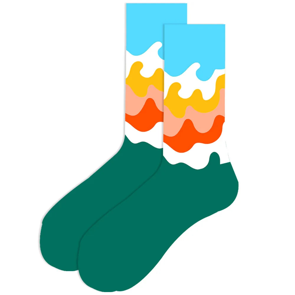Streetwear Big Sieze Funny Socks Men with Cartoon Animals and Fruits Hip Hop Men's Socks Cotton Gifts for Men 2601