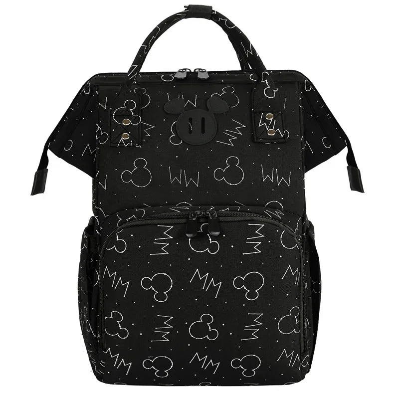 Disney Mickey New Diaper Bag Backpack Cartoon Fashion Pregnant Women's Bag Large Capacity Multifunctional USB Baby Diaper Bag