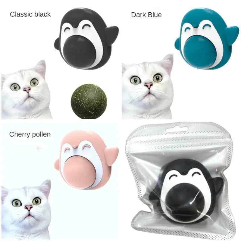 Catnip Balls Cat Mint Toy Grinding Teeth Mint Ball Edible Safety Healthy Snack Rotatable Wall Stick-on Toys for Pet Supplies