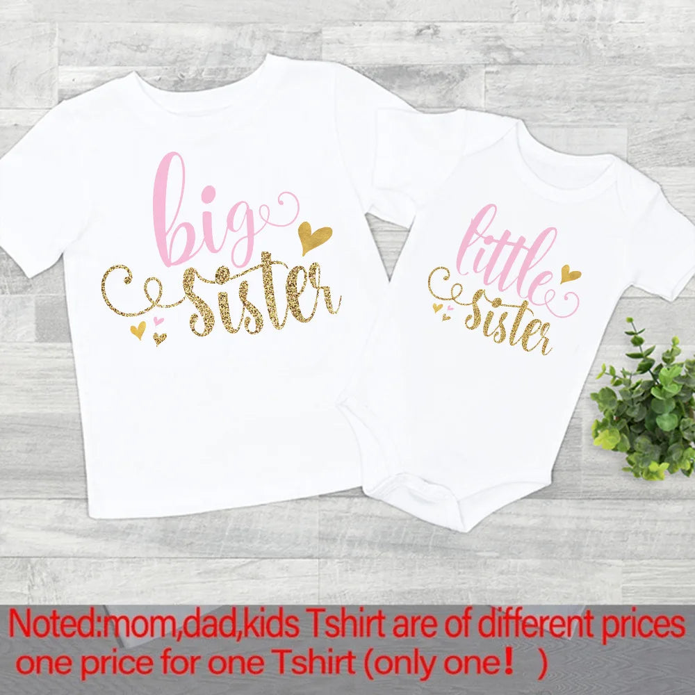 Big sister Little sister Family Matching Clothes crown printed girls T-shirt Baby Toddler Romper Kids Tee Tops sibling Outfits