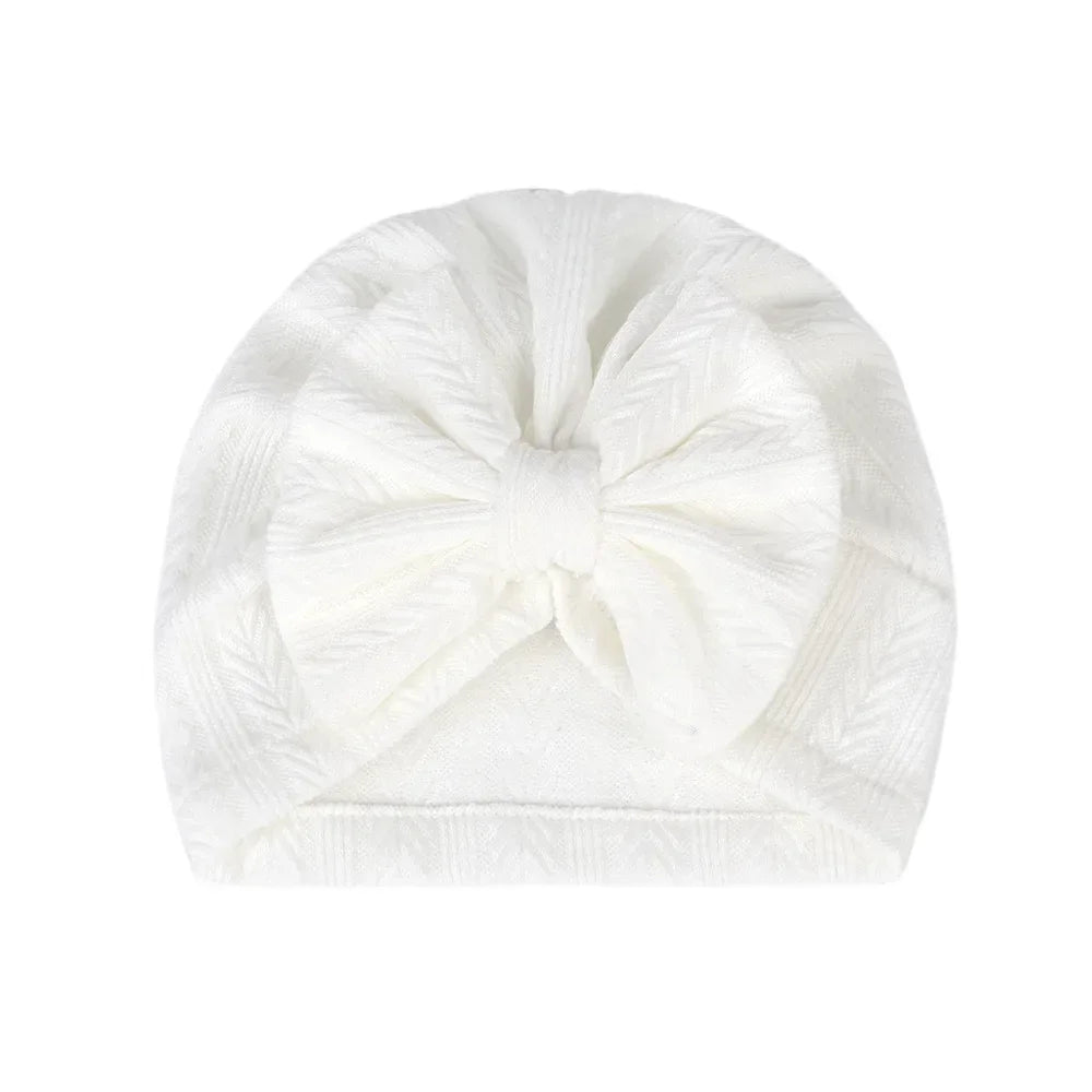 Cute Bow Baby Turban Hat Soft Elastic Kids Beanie Spring Summer Breathable Solid Color Baby Girl Bonnet Hats for Newborn Infant