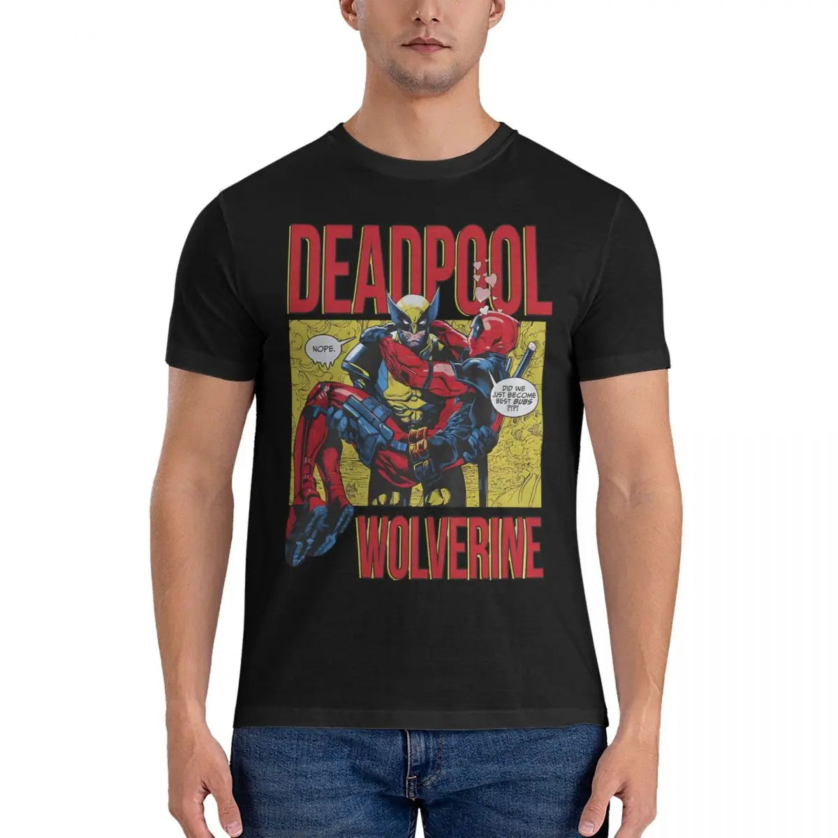 Besties Men's T Shirt Marvel X-man Deadpool & Wolverine Awesome Tees Short Sleeve Crew Neck T-Shirt Cotton Gift Idea Clothing