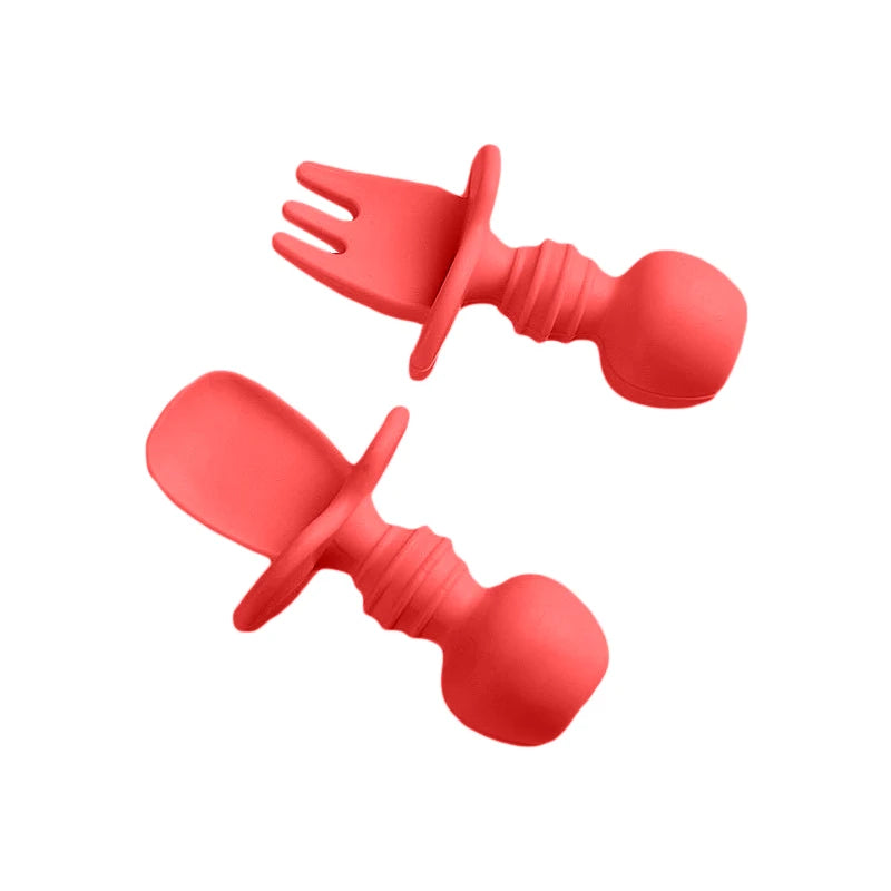 Baby Spoon Forks Set Food Grade Silicone Sticky Spoon Children Cutlery Training Spoon Kids Feeding Tableware Kitchen Accessories