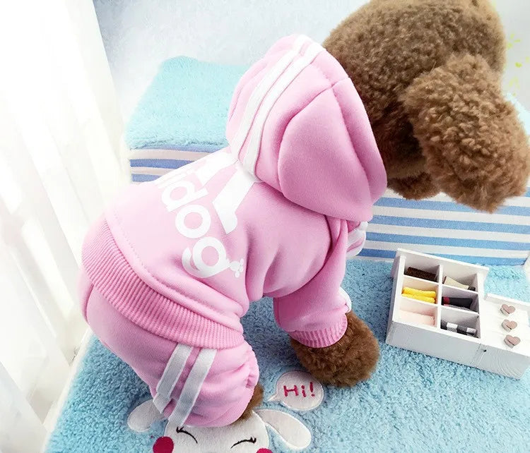 Winter Warm Pet Dog Clothes Soft Cotton Four-legs Hoodies Outfit For Small Dogs Chihuahua Pug Sweater Clothing Puppy Coat Jacket