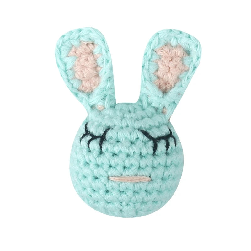 Handmade Crochet Bear Animal elephant Head Knitting Beads DIY Baby Pacifier Chain Chewable Accessories Newborn Teether Toy