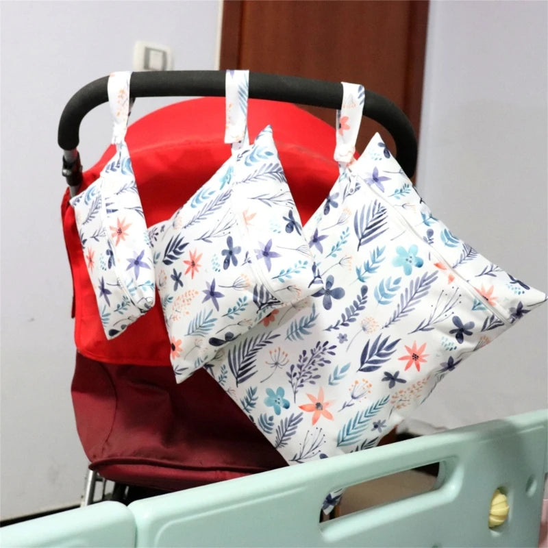 XXFE 3Pcs Diaper Bag Sanitary Pad Storage Bag Portable Reusable Hanging Wet Bags for Strollers Bedside