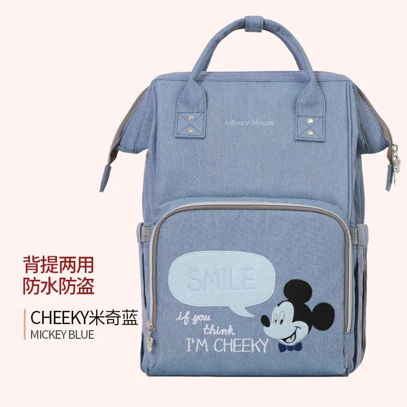 Disney Baby Diaper Backpack Moms Baby Nursing Bag Mother Maternity Nappy Changing Bag Travel Stroller USB Heating Mickey Series