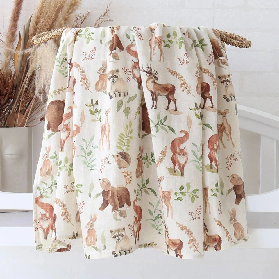 Bamboo Baby Blanket Newborn Swaddle Baby Stuff Mushroom Muslin Blanket Organic Cotton Baby Nursery Infant Receiving Blanket