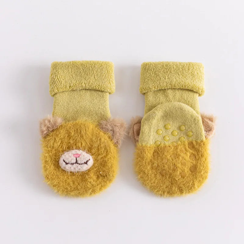 Toddler Socks Newborn Baby Winter Thick Prewalker Boys Autumn Terry Cotton Girl Infant Skidproof Sole Kids Cartoon Sock 0-3T