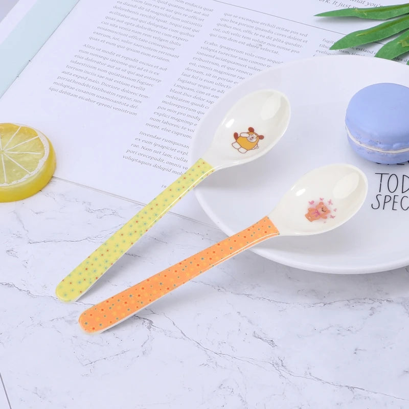 Baby Spoon Straight for Head Feeding Training Cutlery Dishes Tableware Infant Children Kids Safe Feeder Learning Supplie