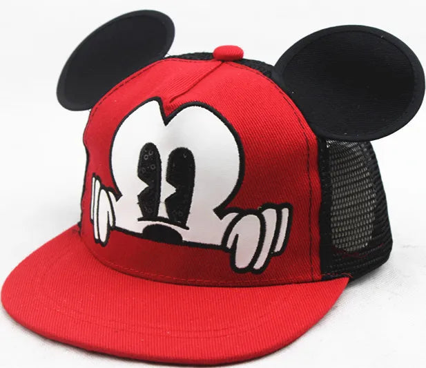 Disney Mickey Mouse Hat Cartoon Cute Big Ear Embroidered Baseball Hat Boys Girls Hip Hop Breathable Cap Adjustable Birthday Gift