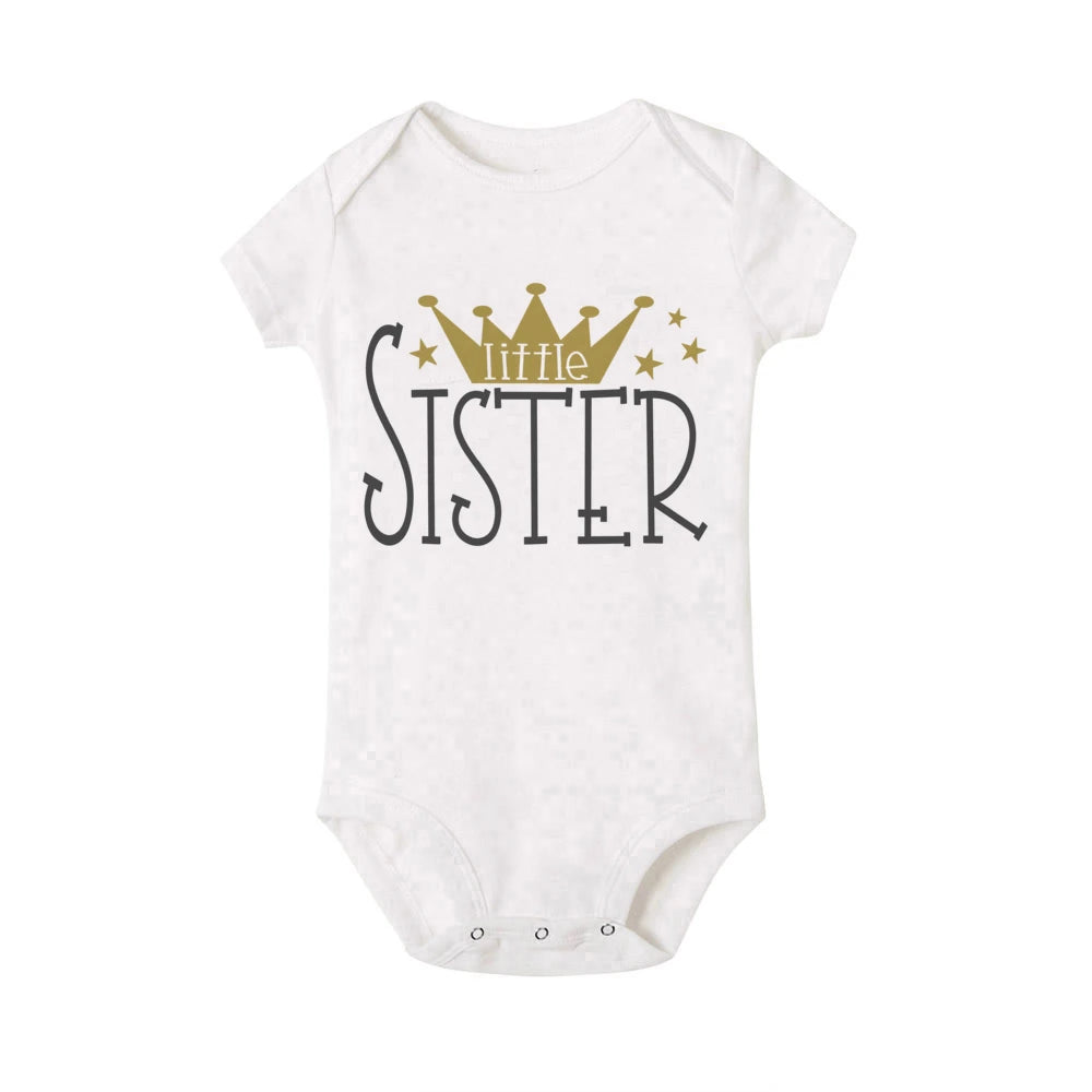 Big sister Little sister Family Matching Clothes crown printed girls T-shirt Baby Toddler Romper Kids Tee Tops sibling Outfits