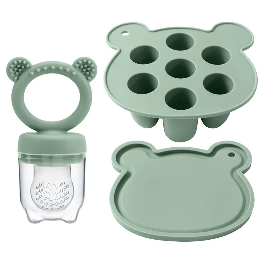 Cute Baby Fruit and Vegetable Teether Toy Food Supplement Bite Le Silicone Baby Feeding Tableware Ice Cream Mold Baby Stuff