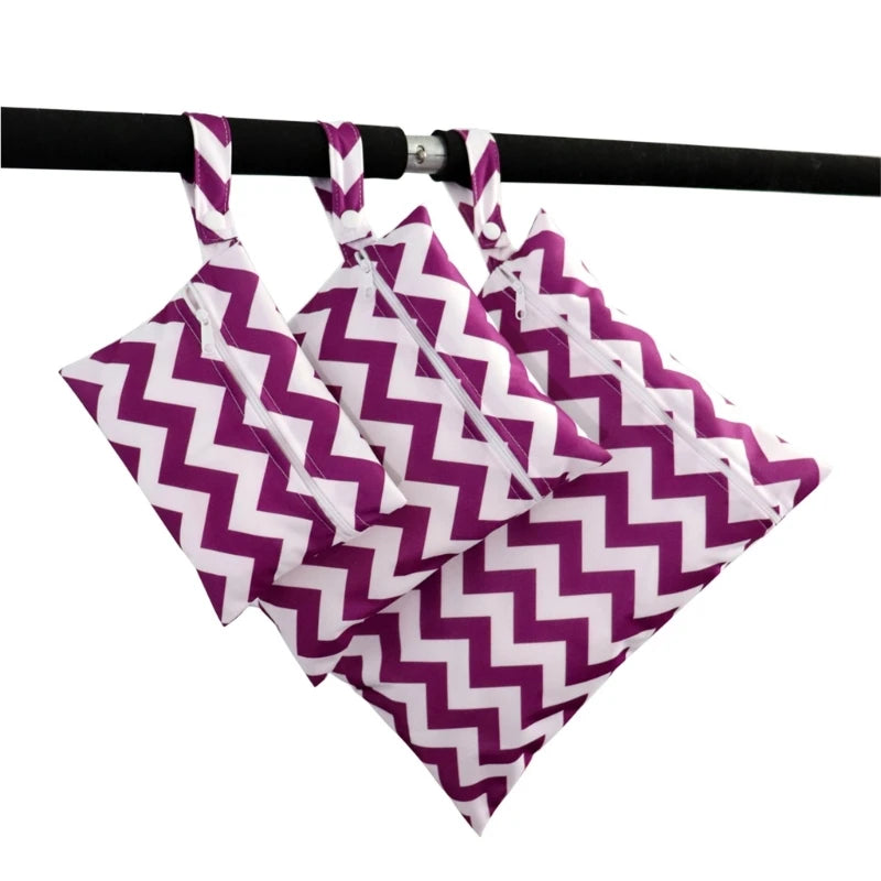 XXFE 3Pcs Diaper Bag Sanitary Pad Storage Bag Portable Reusable Hanging Wet Bags for Strollers Bedside