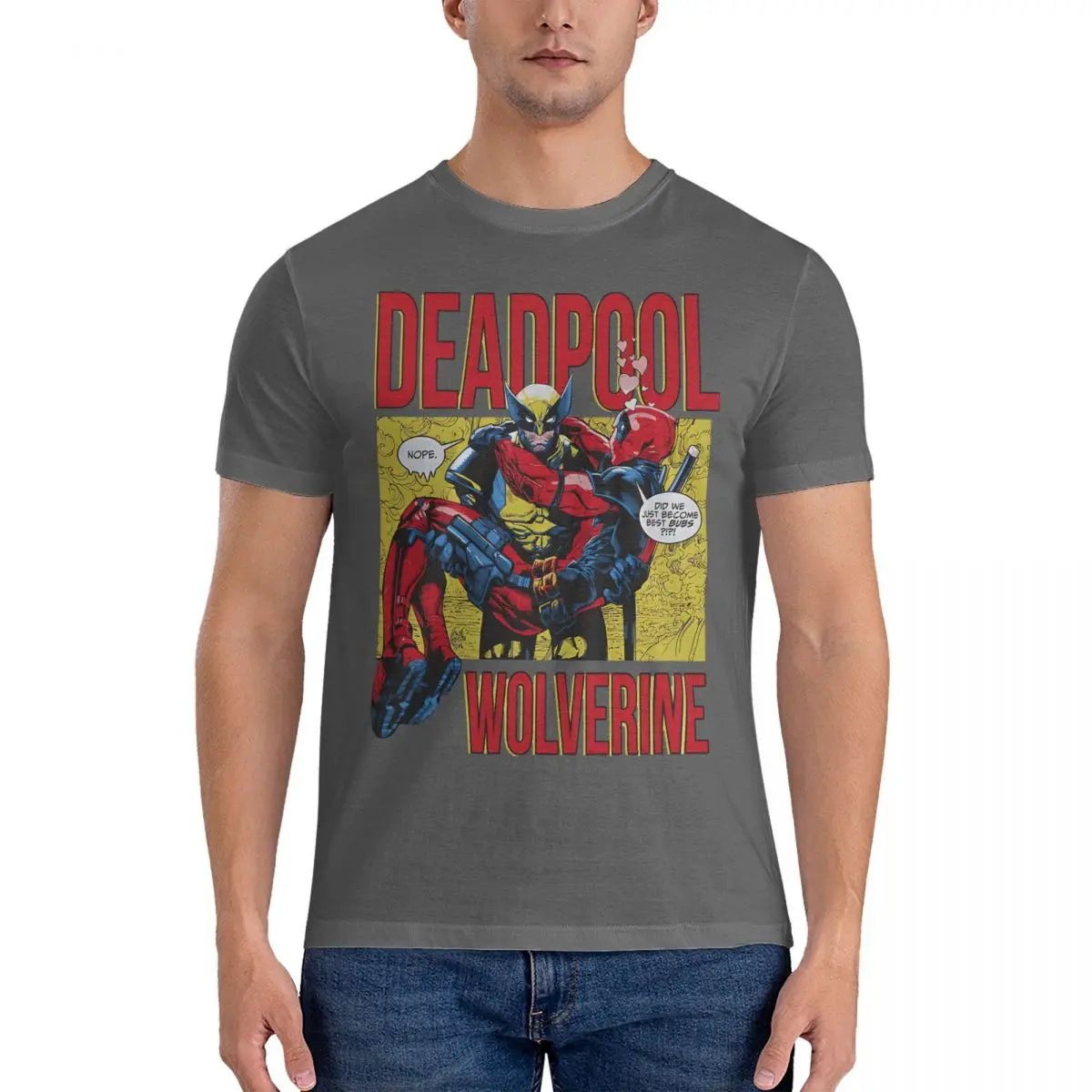 Besties Men's T Shirt Marvel X-man Deadpool & Wolverine Awesome Tees Short Sleeve Crew Neck T-Shirt Cotton Gift Idea Clothing