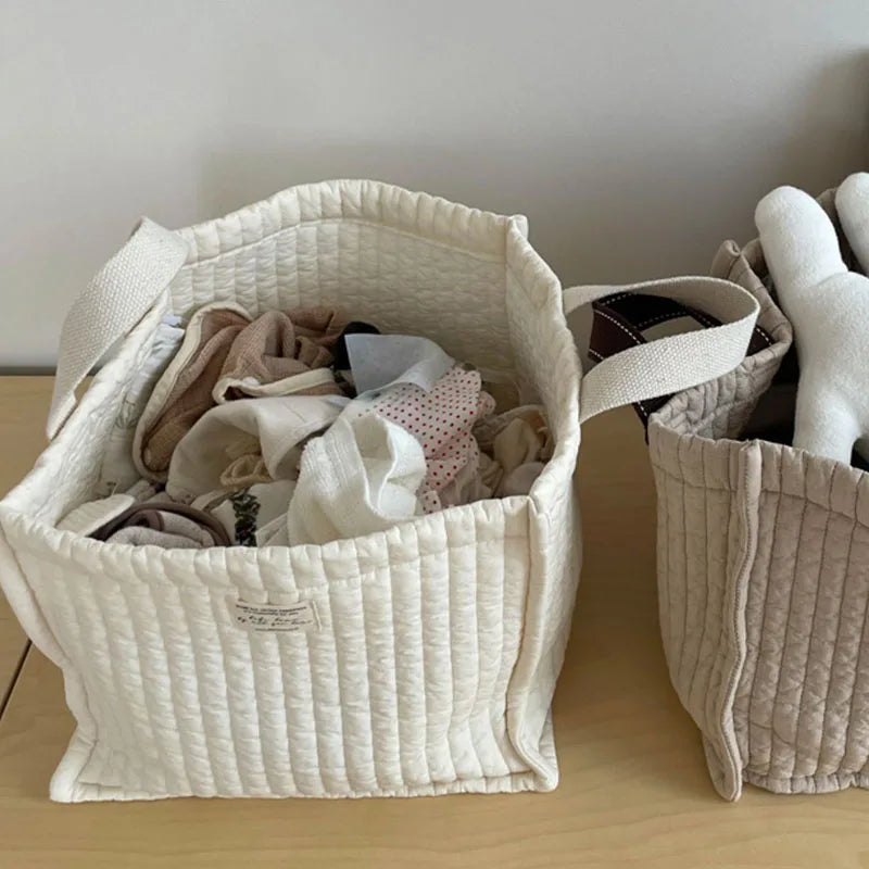 Multi Function Large Capacity Toddler Infant Toy Storage Bags Cotton Mommy Handbag Baby Bedside Diaper Bags