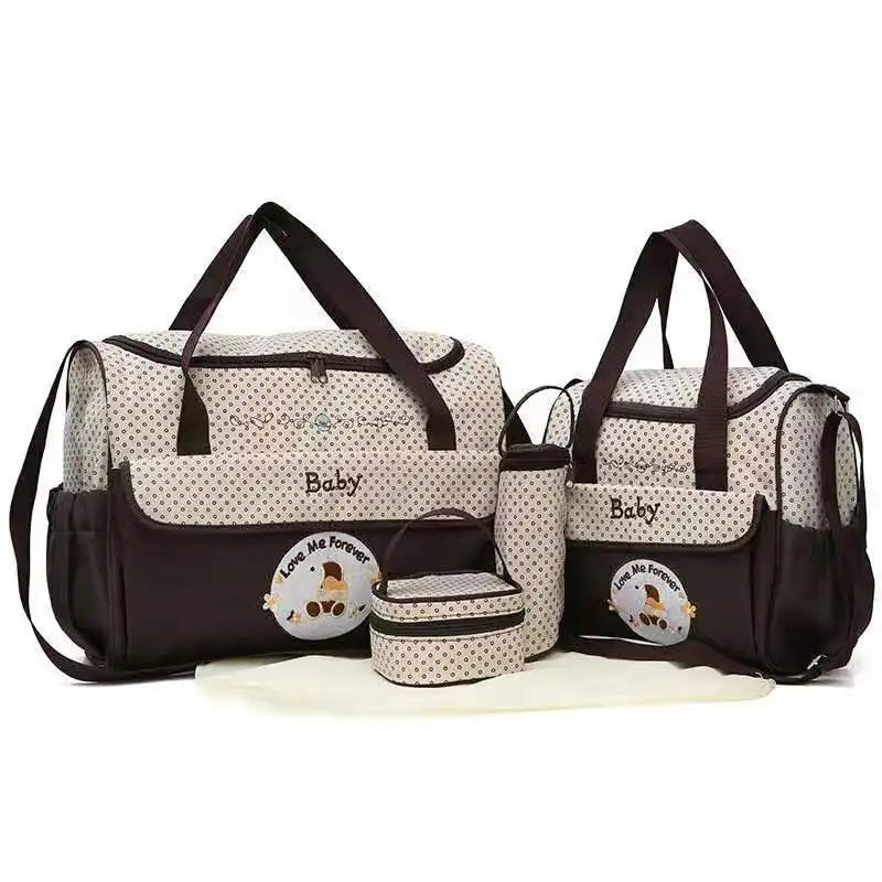 Cartoon Five-Piece Suit Mommy Bag Large-Capacity Wholesale Mom Bag Baby Outing Travel Handheld Crossbody Mother Baby Bag