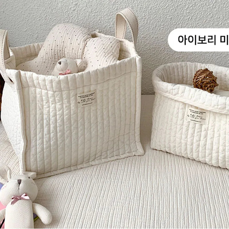 Multi Function Large Capacity Toddler Infant Toy Storage Bags Cotton Mommy Handbag Baby Bedside Diaper Bags