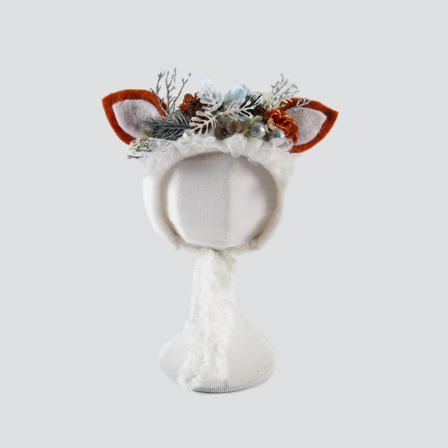 Newborn Wool Felt Deer Bonnet Girl Baby Flower Hat Newborn Photography Props Boy Baby Reindeer Hat Photo Shoot
