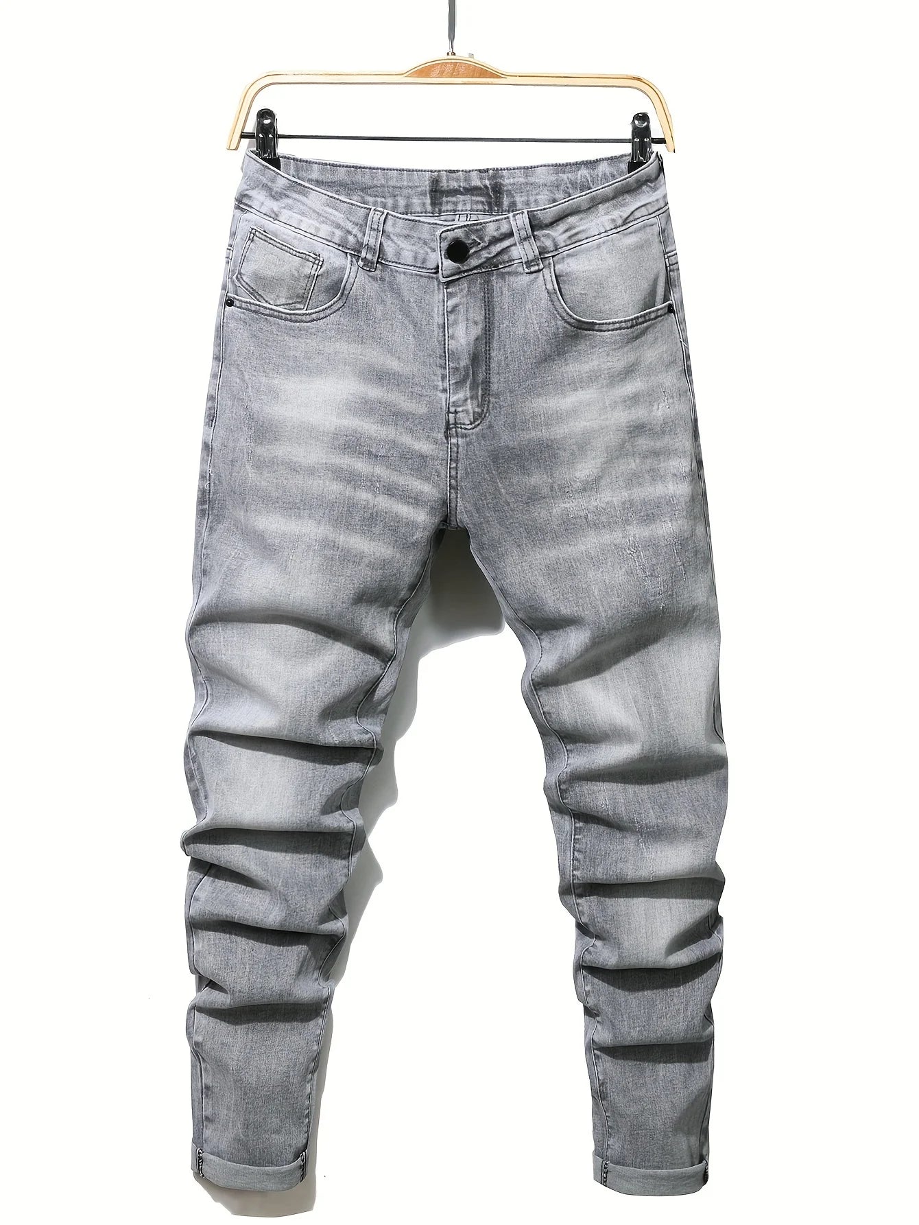 Men's Jeans Casual Straight Stretch Fashion Classic Blue Black Work Denim Trousers Male Brand Clothing
