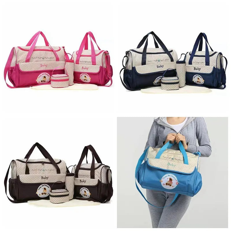 Cartoon Five-Piece Suit Mommy Bag Large-Capacity Wholesale Mom Bag Baby Outing Travel Handheld Crossbody Mother Baby Bag