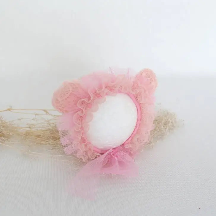 Vintage Newborn Floral Bonnet Baby girl Hat For Photography Knitted Newborn Garden Flower Bonnet For Photo Shoot Props