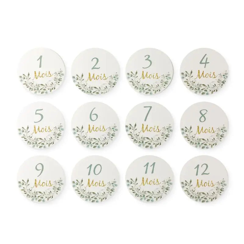 Baby Monthly Memorial Milestone Cards Paper French Spanish Milestone Cards Baby Birthday Party Decoration Photography Props