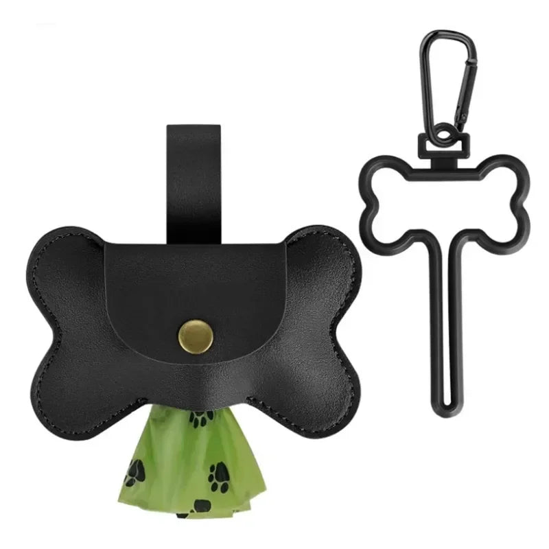 Dog Poop Pickup Bag Dispenser with Leash Clip Pet Waste Bag Dispenser for Dog Pooper Pet Outdoor PoopBag Leathers Holder