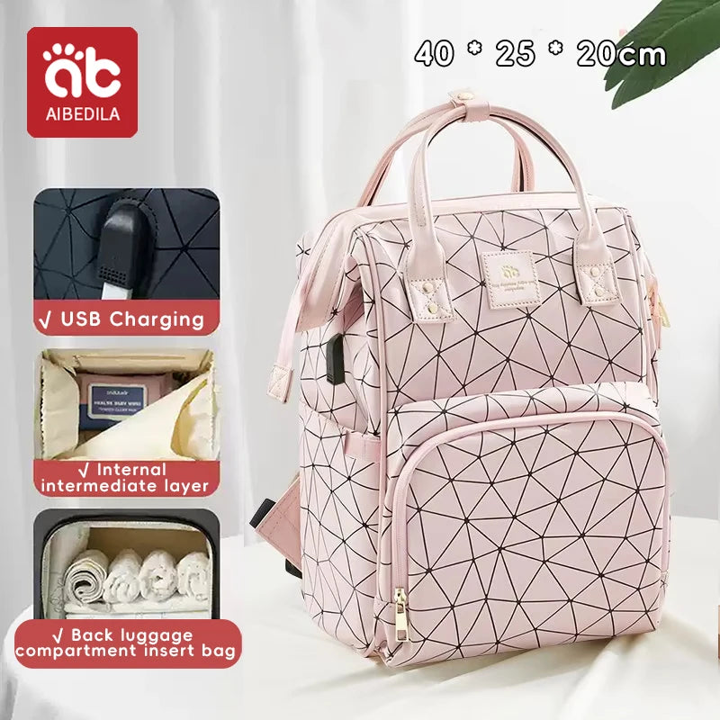 AIBEDILA Mommy Bag Waterproof Large Capacity Fashionable and High Quality Supplies Supplies for Pregnant Women Babies Backpacks