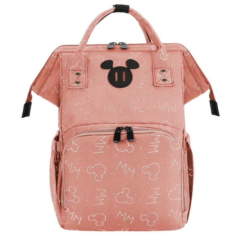 Disney Mickey New Diaper Bag Backpack Cartoon Fashion Pregnant Women's Bag Large Capacity Multifunctional USB Baby Diaper Bag