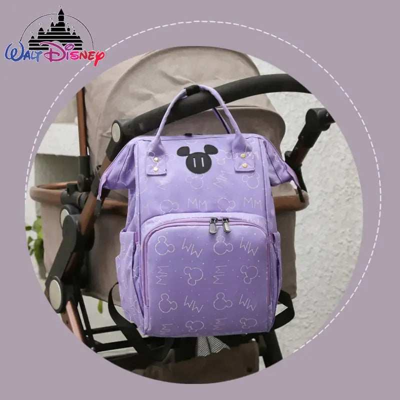Disney Mickey New Diaper Bag Backpack Cartoon Fashion Pregnant Women's Bag Large Capacity Multifunctional USB Baby Diaper Bag