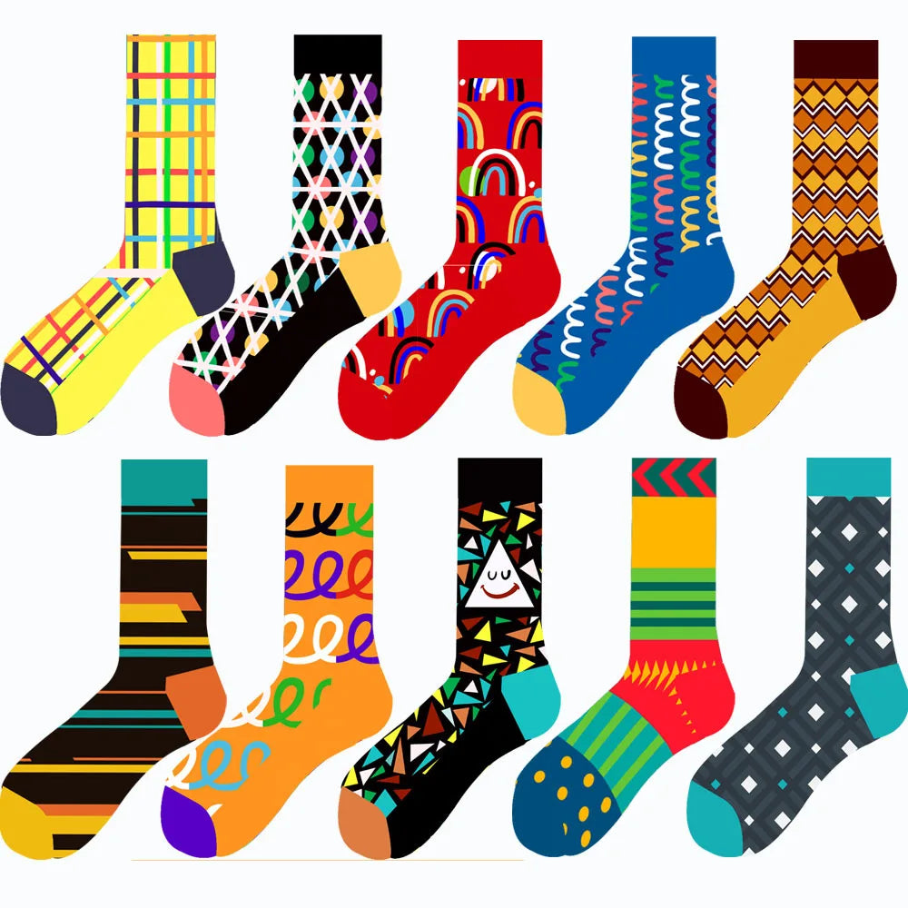 Streetwear Big Sieze Funny Socks Men with Cartoon Animals and Fruits Hip Hop Men's Socks Cotton Gifts for Men 2601